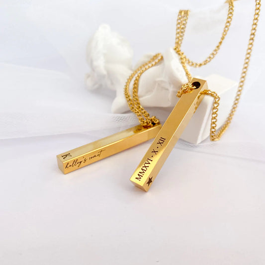3D Bar Necklace, Name Necklace, Custom Necklace, Customize Necklace