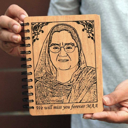 Mother Picture Engraved Custom Notebook