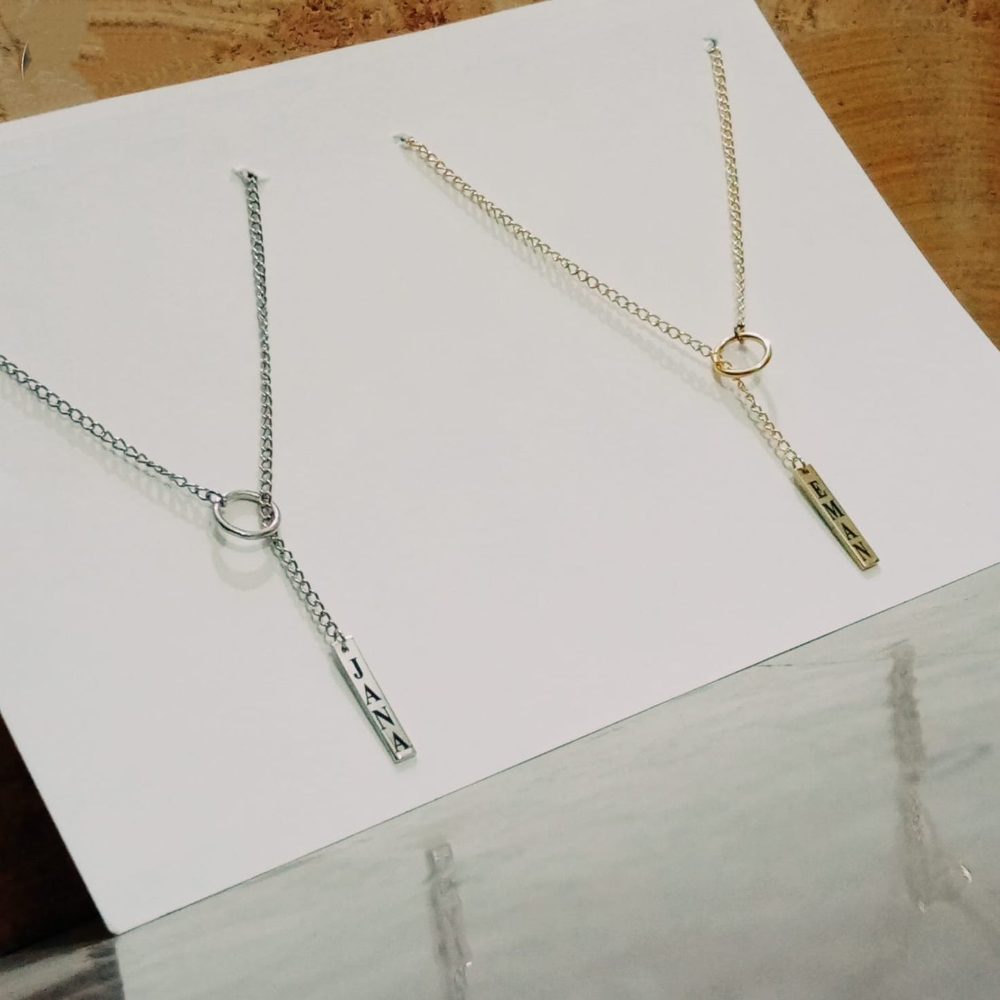 Ring Bar Necklace, 3D Bar Necklace, Name Necklace, Custom Necklace, Customize Necklace