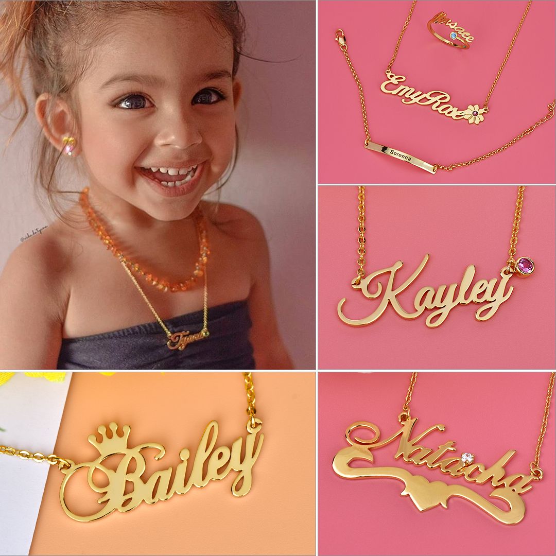 Baby Name Necklace , Baby Pearl Necklace 