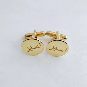 Round Arabic Name Cufflinks, Studs, Cufflinks 