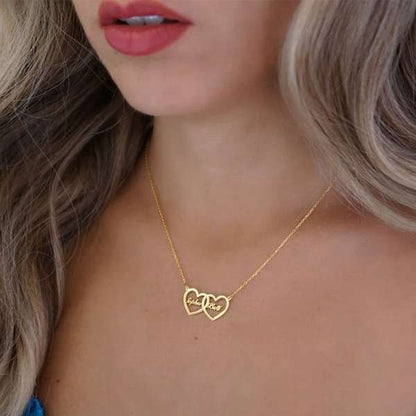 Double Heart Name Necklace