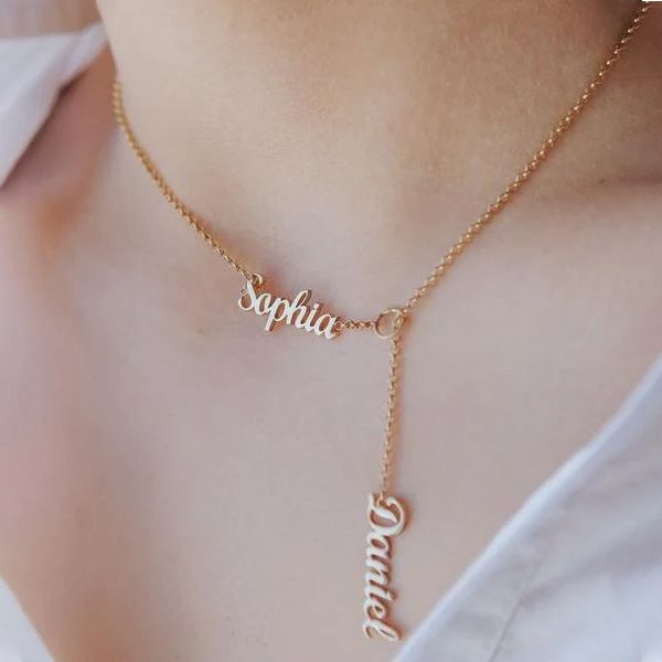 Double Name Couple Hanging Necklace