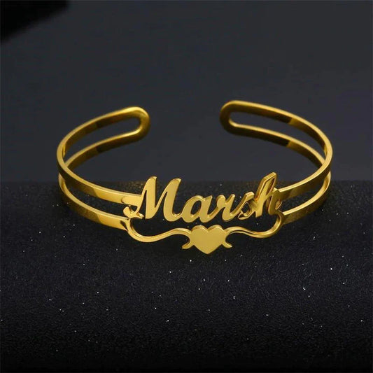 Heart Cuff Bangles for Girls, Name Bangles, Hand Bangles, Metal Bangles