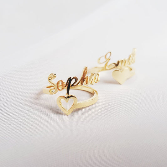 Heart Name Rings, Custom Name Rings, Custom Rings