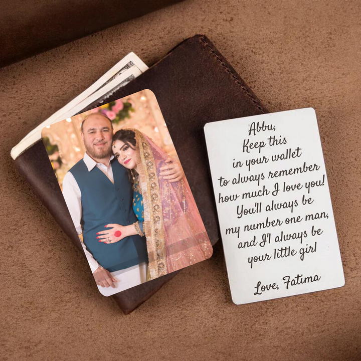 custom wallet cards, customize wallet cards, photo wallet card, message wallet cards