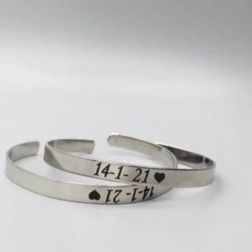 Name Engraved Couple Bangles, Name Bangles, Hand Bangles, Metal Bangles